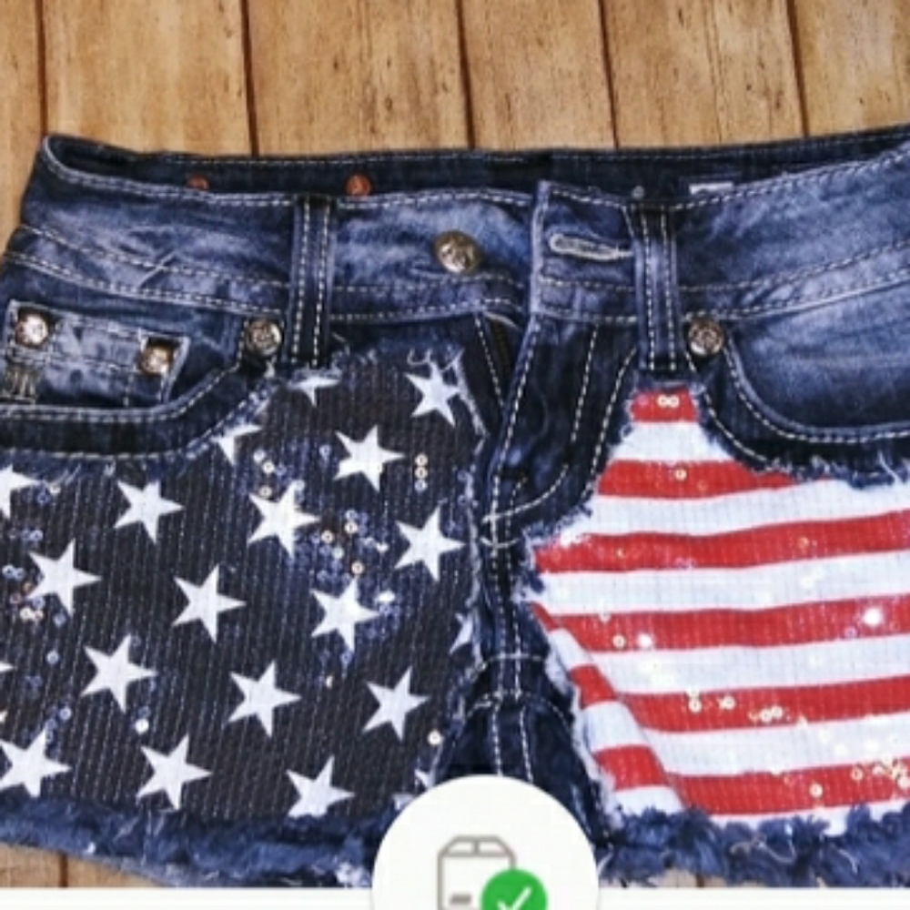 Miss me red white and blue bling shorts